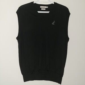 Peter Millar 100% Merino Wool V-Neck Sweater Vest Sleeveless Men's Size XL Black